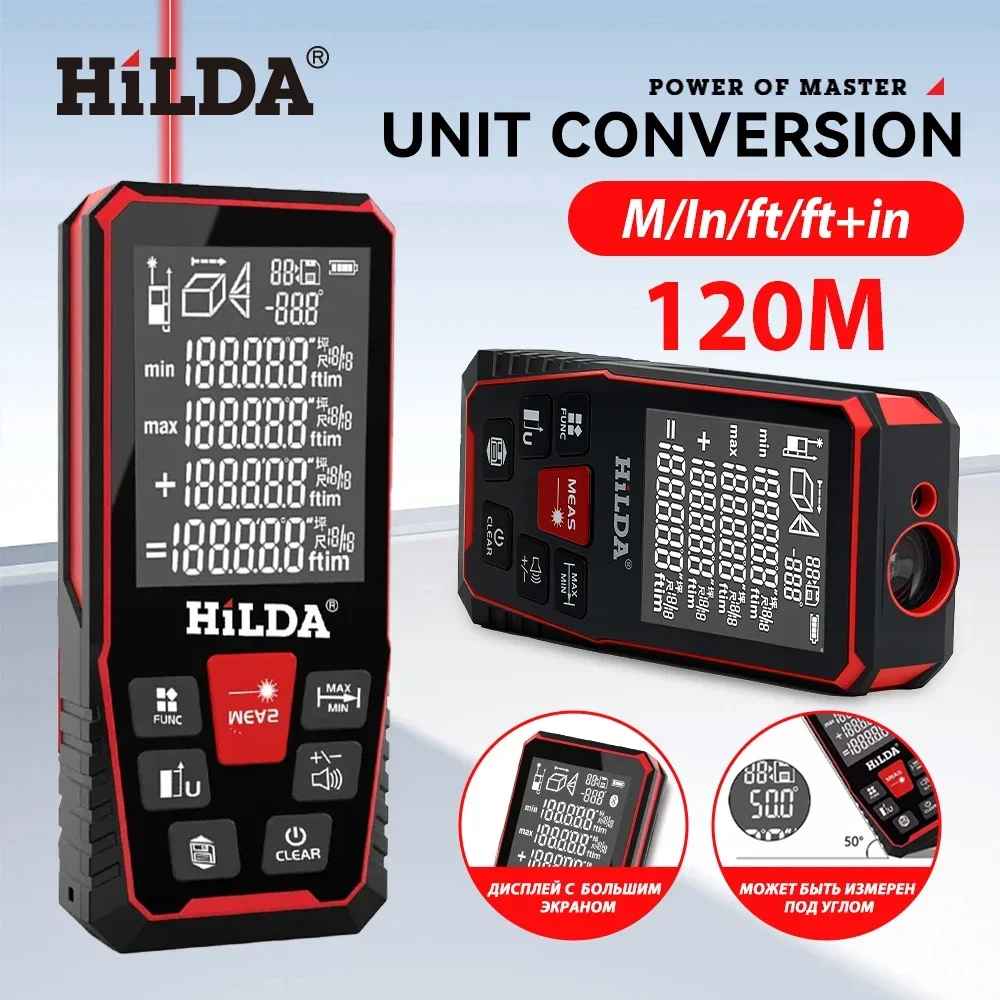 Industrial Laser Tape Measure - HILDA pengukur jarak Laser 50M/100M/120M, pengukur