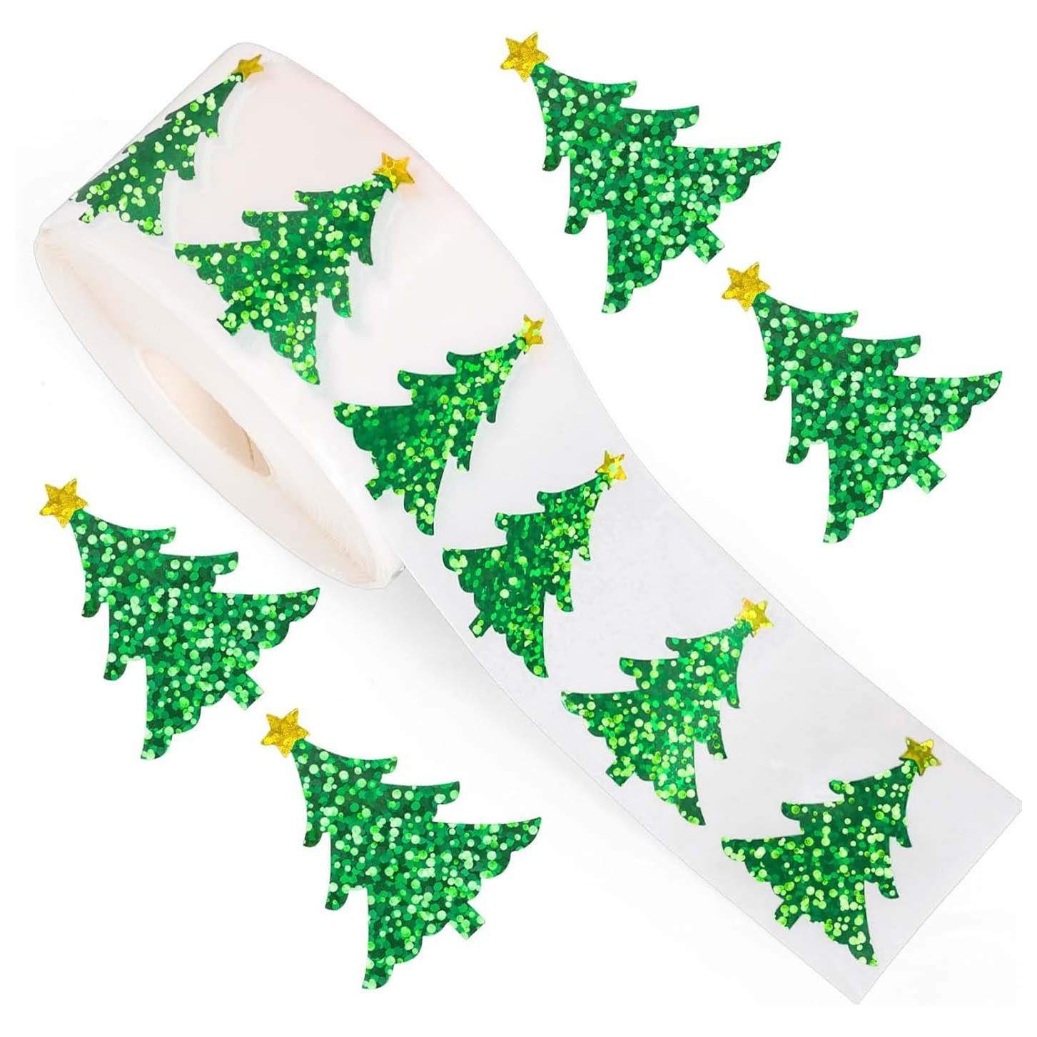 Industrial Green Laser - 500 Buah Stiker Pohon Natal Gulungan