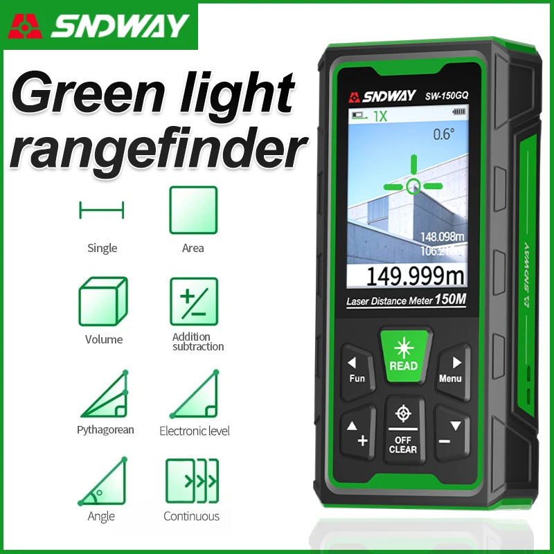 Industrial Laser Tape Measure - Pengukur Jarak Laser Hijau Digital 150m