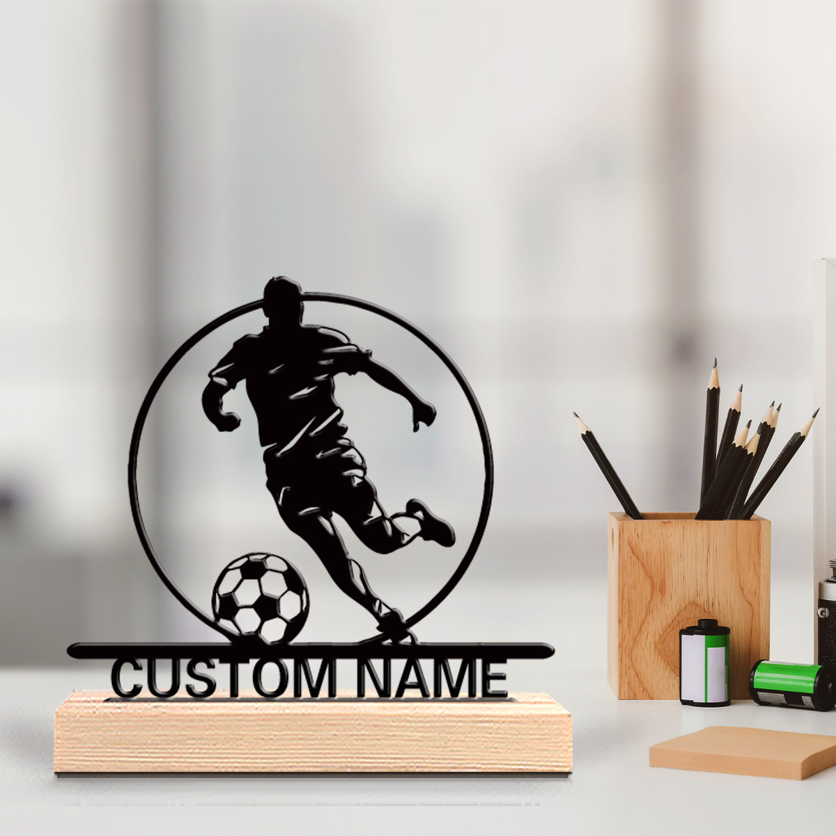 Industrial Laser Marker - Patung Logam Pemain Sepak Bola Custom