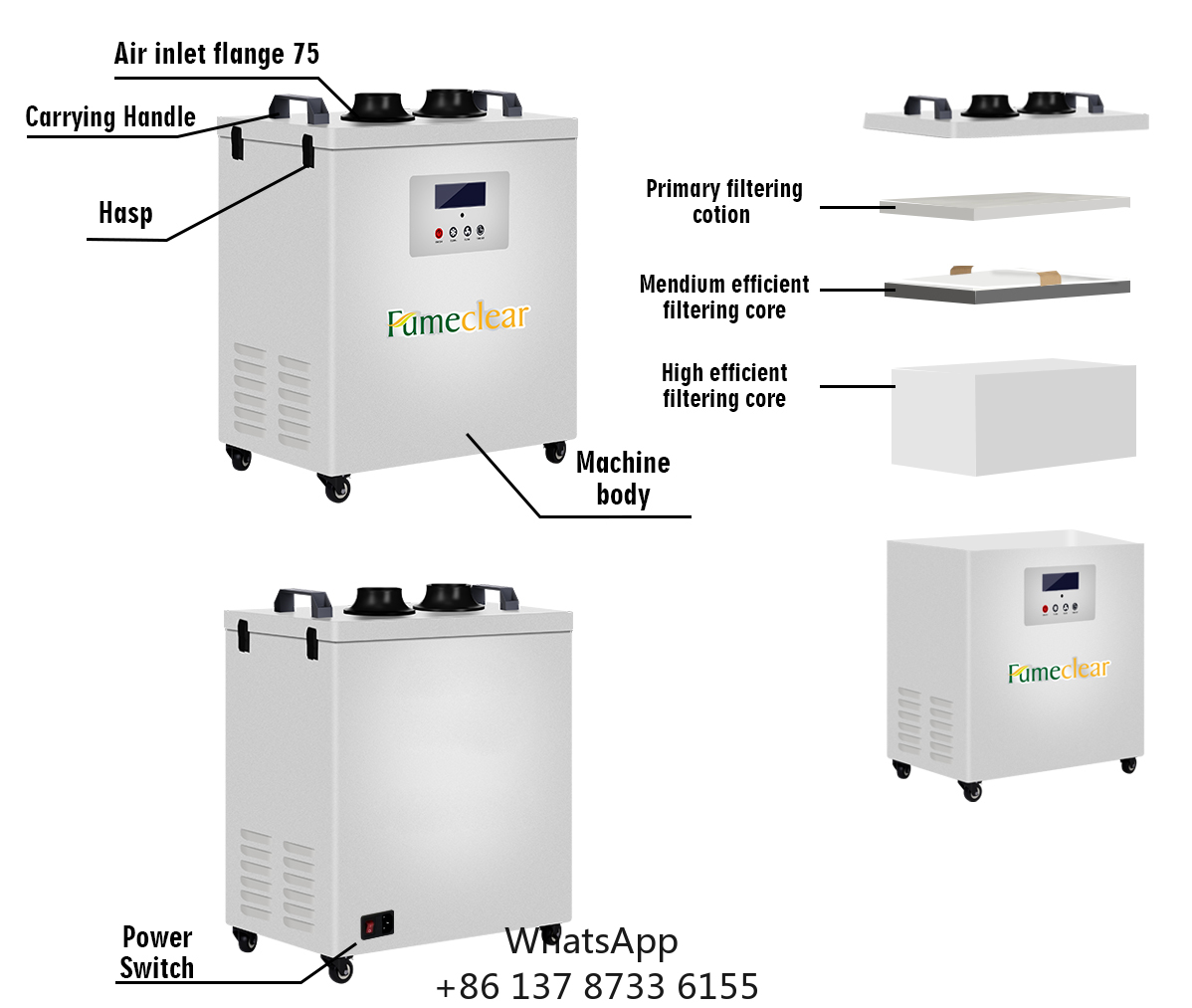 Industrial Laser Fume Extractor - Alat Penghisap Asap Portabel Bersertifikasi CE