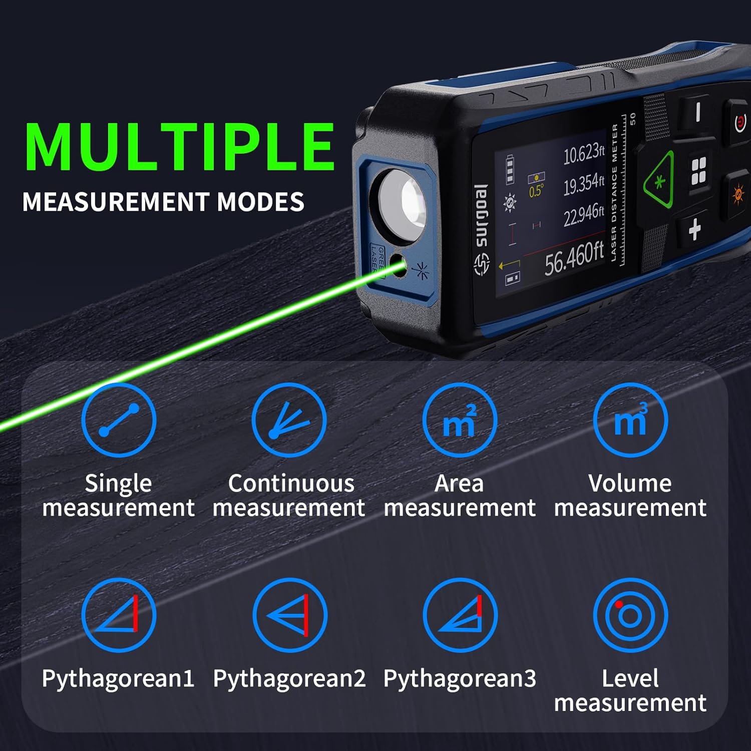 Pengukur Jarak Laser Hijau 100 - Industrial Laser Tape Measure ulasan dan harga