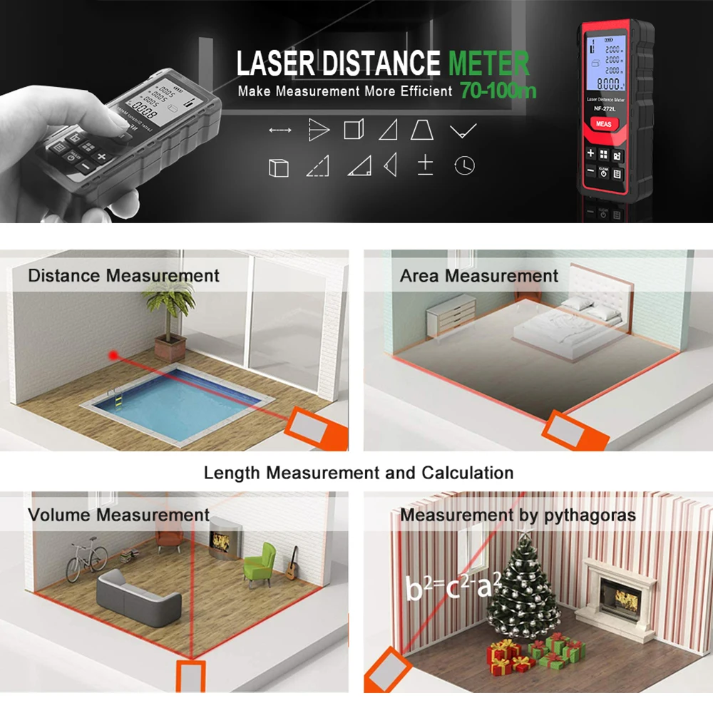 Noyafa NF-271 pengukur jarak L - Industrial Laser Tape Measure ulasan dan harga