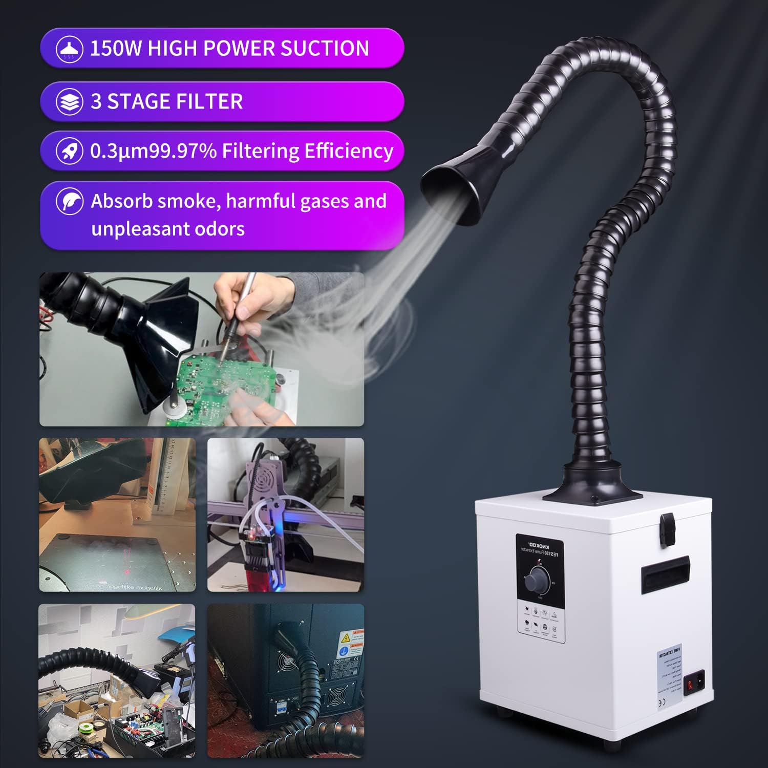 KNOKOO FES150 Penghisap Asap L - Industrial Laser Fume Extractor ulasan dan harga
